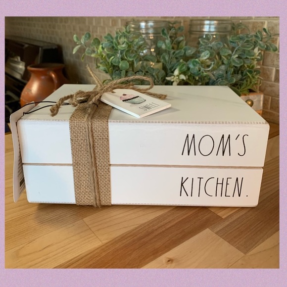 Rae Dunn Other - RAE DUNN “MOM’S KITCHEN” WHITE WOOD BOOK STACK
